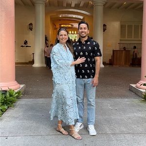 La Vie Style House 3D lace caftan maxi